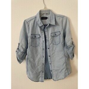 Cavalini Denim Collection Button Up Long Sleeve Small Blue Women's Shirt
